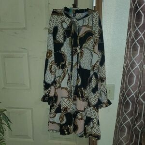 SHEIN Black and Gold Geometric Blouse